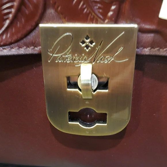 Patricia Nash Deep Red Embossed Leather Satchel - Picture 4 of 16